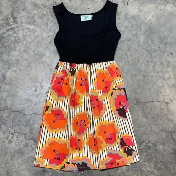 Judith March Floral Sleeveless Dress Retro Bow SM - Picture 6 of 8